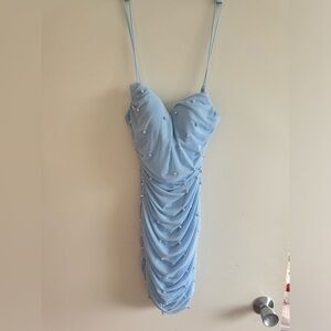 Mini dress Light Blue Pearls - Size Small